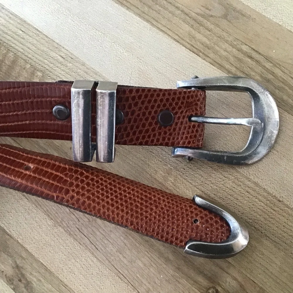 ￼James Reid Ltd Sterling Silver 4 piece Belt Buckle. Vintage. Lizard belt 34.
